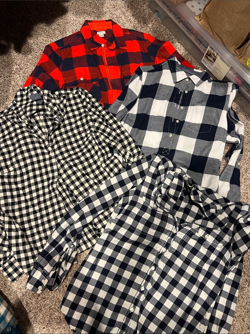 Flannel Bundle - size small, 2 Jcrew, 2 Tommy Hilfinger